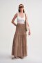 4662 Women's Button Detailed Gathered Modal Skirt Soil