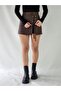 Lace-Up Brown Leather Shorts Skirt - 4