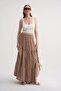 4662 Women's Button Detailed Gathered Modal Skirt Soil - 2