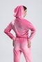 Women’s Velvet Juicy Rhinestone Stone Printed Tracksuit Bottom and Top Set Pink