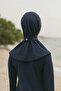 Women's Navy Blue Snap Fastener Fully Covered Hijab Bonnet - 3