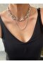 2 Silver Color Necklaces with Tif Chain - 3