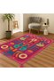 Nora Art Pink Themed Abstract Patterned Tasseled Woven Base Carpet Noraart47Pink - 2