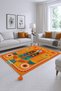 Nora Art Orange Themed Abstract Patterned Tasseled Woven Base Carpet Noraart47Orange - 2