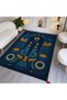 Nora Art Navy Blue Themed Abstract Patterned Tasseled Woven Base Carpet Noraart47Navyblue - 5