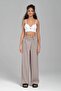 Women's Woven Fabric Waist Pleat Detailed Comfortable Fit Pants - 4