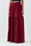 4567 Women's Ruffled Long Muslin Skirt Burgundy - 4