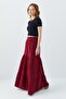 4567 Women's Ruffled Long Muslin Skirt Burgundy - 3