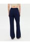 Navy Blue Organic Cotton High Waist Wide Leg Sports Sweatpants - 2
