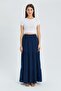 4567 Women's Ruffled Long Muslin Skirt Navy Blue - 2