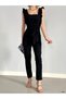 New Season Scuba Crepe Women's Ruffle Design Square Collar Belted Jumpsuit Emr-106 - 7