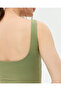 Green Women's Organic Cotton Self-Braided Backless Thick Strap Tank Top - 6