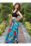 Bamboo Belt Elastic Flowered Spanish Women's Long Skirt - 5