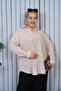Women's Plus Size Linen Casual Shirt – Beige - 3