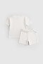 Organic Cotton Pointel Baby Ecru Shorts Set - 2