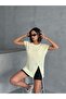 Soft Textured T-Shirt with Side Slits Yellow Missts2522 - 6