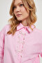Women's Pearl Bow Long Sleeve Basic Pink Shirt - 2