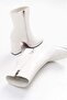 Women's Tll White Wrinkled Patent Leather Thick Heel Boots - 2