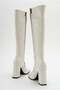 Women's Dlv White Patent Leather Thick Heeled Boots - 5