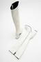 Women's Dlv White Patent Leather Thick Heeled Boots - 3