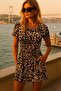 Women's Patterned Dress Crew Neck Short Sleeve Summer Dress Comfortable Casual Dress Relbs3Dsn - 5