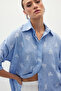 Casual Embroidered Shirt - Baby Blue - 7