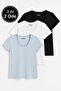 Women's 100% Cotton 3 Pack Short Sleeve Round Neck T-Shirt
