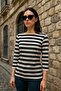 Women's Striped Basic Blouse - Black-White 3/4 Sleeve - Daily Casual Stylish Combination - New Season Trend - 5