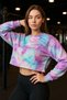 Women's Tie Dye Pattern Colorful Crop Oversize Relaxed Long Sleeve Sweatshirt