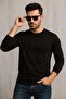Men's Crew Neck Black Body 100% Cotton Long Sleeve T-Shirt - 7