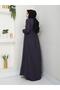 Casual Hajj and Umrah Ferace with Drawstring Sleeves and Waist and Stone Detail - 7
