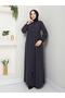 Casual Hajj and Umrah Ferace with Drawstring Sleeves and Waist and Stone Detail - 6