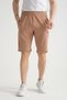 Minimal Logo Cotton Dark Beige Regular Fit Men's Shorts - 3