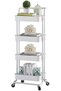 4-Tier Kitchen Rolling Cart, Utility Storage Trolley Cart with Wheels, Laundry Waterproof Cart, Mobi