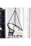 Hammock Chair, Hanging Swing with Macrame and Cushion, Max 330 Lbs, Beige Hanging Cotton Rope Chair - 7