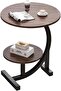 C-Shaped Side Table, 2-Tier Round End Table with Storage Shelf, Industrial Metal Frame, Sma - 2