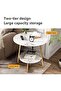 Round Coffee Table, Double Layer Sofa Side Table End Table, Imitation Marble Coffee Round Table Snac - 6