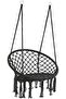 Hammock Chair, Hanging Swing with Macrame and Cushion, Max 330 Lbs, Beige Hanging Cotton Rope Chair