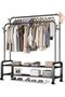 Garment Rack with Wheels, Double Rod Clothing Rack, Free-Standing Closet Organizer with Storage Shel - 2