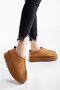 Women's Mini Tan Boots Suede Ankle Boots with Fur Inside