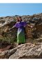 Women's Madonna Neckline Off-Shoulder Pleated Colorful Gradient Maxi Tulle Dress - 4