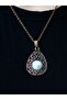 Natural Stone Moonstone Natural Stone Women's Antique Model Necklace with 40cm Chain Euk24A - 3