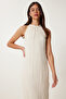 Summer Linen Dress with Wrinkle Effect Cream Lgk0005 - 5