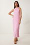 Summer Linen Dress with Wrinkle Effect Pink Lgk0005 - 4