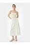 Linen Blend Comfortable Fit Midi Length A-Line Skirt
