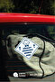 Attention Baby in Car - with Bow Tie, Blue Sticker – 10X10 cm Warning Label for Glass, Single - 2