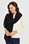 Women's Knitwear Floral Edge Wool Scarf Black - 7