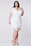 Angel Sleeve Flapper Plus Size Dress in Off White