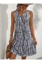 Women's Sleeveless Ring Detail Collar Wrap Fabric Dress (Coloured) - 6