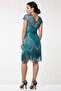 Beatrice Fringe Flapper Dress in Teal - 2